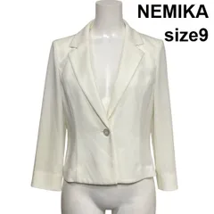◇ ネミカ NEMIKA テーラードジャケット 長袖 シングルブレスト ダブルジョーゼット 白 ホワイト 9号 M レディース S6C020