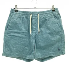 【美品】ポロラルフローレン コーデュロイハーフパンツ ライトブルー ロゴネイビー メンズ S P　CH ゴルフウェア Ralph Lauren