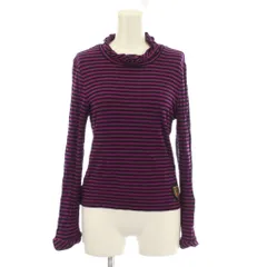 ソニア ソニアリキエル SONIA SONIA RYKIEL カットソー 38 紫 パープル 黒 ブラック ストライプ柄 フリルネック 長袖 /LP ■GY60のサムネイル