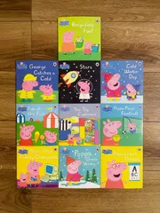 ペッパピッグ Peppa Pig 英語絵本 10冊+ 立体ぷっくりシール4枚セット　(ぷくぷくシール おしりシール 3D立体シール)