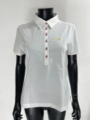 【USED】Callaway キャロウェイ ポリエステル 半袖 ポロシャツ ロゴ刺繍 ホワイト 白 レディース LL ゴルフウェア