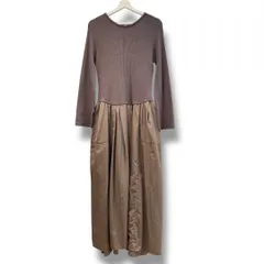 美品 emmi エミ ニットドッキング ワンピース サイズ1 ココアブラウン 定価¥25300 ロングワンピース 長袖 リブニット 異素材コンビ 無地 レディース 秋 ゴーゴー古着マルイ草加店3471