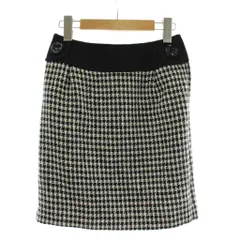 エニィスィス エニシス anySiS ミニスカート ウール混 1 黒 ブラック 白 ホワイト ツイード チェック柄 ボタン装飾 /GR ■GY60
