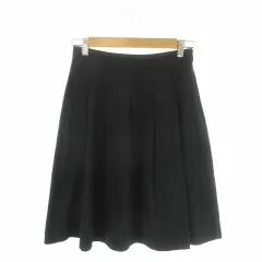 コムサイズム COMME CA ISM スカート ピーチスキン M 黒 ブラック 無地 タック ミディ丈 /AO43 ■GY58