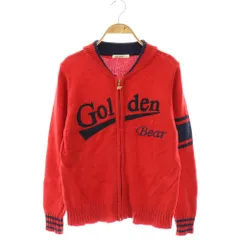 ゴールデンベア GOLDEN BEAR ニットジャケット ジップアップ アルパカ混 L 赤 紺 /CX  ■GY60のサムネイル