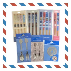 ディズニー お箸＆カトラリーセット＆ラテアートシート④【7点セット】ミッキー＆ミニー＆ドナルド＆デイジー＆和柄＆ベイマックス＆ポット夫人＆チップ＆デール 東京ディズニーリゾート TDR