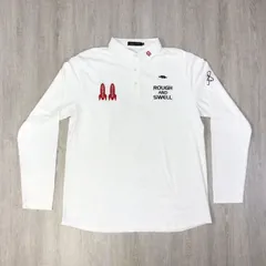 ROUGH&SWELL ラフアンドスウェル 長袖ポロシャツ 白 XL ゴルフウェア ロゴ刺繍 ボタンダウン ゴルフ
