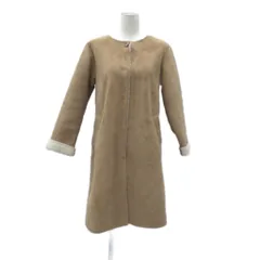 マジェスティックレゴン MAJESTIC LEGON フェイクムートンコート ロング丈 M 茶色 ブラウン ノーカラー /HO22 ■GY58