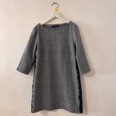 (26076)　ZARA WOMAN  チェック柄レース模様 ワンピース