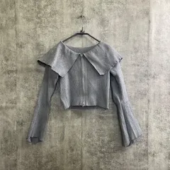 【T-250】GRL Sサイズ リブニットジップトップス グレー ハイネック ショート丈 古着 レディース