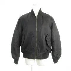 ユニクロ UNIQLO MA-1ブルゾン 中綿ジャケット ジップアップ M 黒 ブラック /AH16 ■GY63