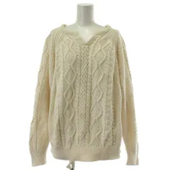 アメリカンホリック AMERICAN HOLIC ニット セーター L 白 ホワイト ケーブル編み Vネック 長袖 /GP ■GY60