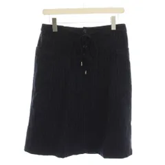 エディーバウアー EDDIE BAUER 台形スカート ひざ丈 ウール PS 紺 ネイビー ストライプ /YM ■GY60