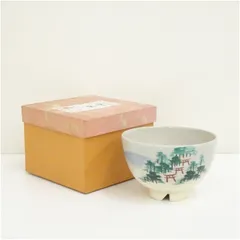 京焼　菊漠造　御題坂茶碗（紙箱）  茶道 抹茶 おしゃれ 抹茶茶碗 抹茶碗 和食器 レトロ 茶器 骨董 茶わん 茶会 茶の湯
