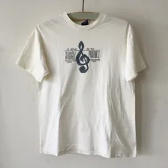 2392 90s OLD STUSSY ステューシー Tシャツ 半袖 USA製 紺タグ M コットン ホワイト 音符 プリント