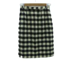 イタリヤ 伊太利屋 タイトスカート ミモレ丈 11 L 黒 ブラック オフホワイト チェック柄 /HO14 ■GY61