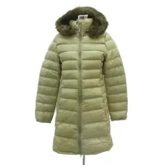 ユニクロ UNIQLO ダウンコート ロング丈 L ベージュ フェイクファー付き フード付き /HO22 ■GY61