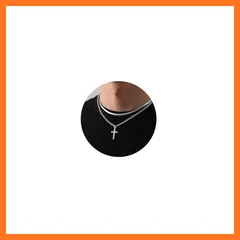 【新品】 [DuoDiner] ホワイトデー お返し 男性 十字架 ネックレス チェーン サージカルステンレス クロス ネックレスメンズ 金属アレルギー対応 ダブルチェーン 高校生 男性 40/45/50/55/60cm(シルバー, 45/50cm) 1