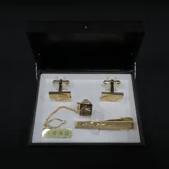 8183☆カフスボタン２個■針刺しタイピン１個■タイピン１個■金色(ゴールド)■ケース付■送料込み