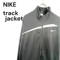 t2207　海外古着　ナイキ　ジップアップジャケット 黒 シルバーストライプ