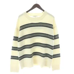 グローバルワーク GLOBAL WORK ニット セーター ウール L 白 ホワイト グレー ボーダー柄 クルーネック ドロップショルダー 長袖 /GG ■GY60