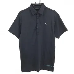 【美品】ジェイリンドバーグ 半袖ポロシャツ 黒 ロゴ白 メンズ M ゴルフウェア J．LINDEBERG