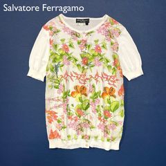 Salvatore Ferragamo シルク フラワーさん半袖ニット - メルカリ