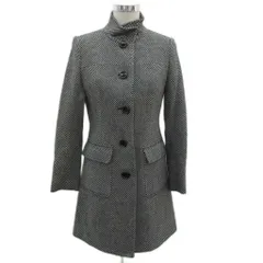 フィールドドリーム field/dream スタンドカラーコート M 黒 ブラック 総柄 ロング丈 /YS55 ■GY58