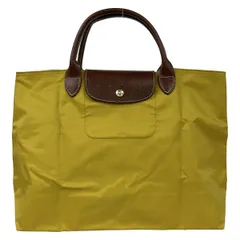 LONGCHAMP(ロンシャン) ハンドバッグ美品  ル・プリアージュオリジナル イエロー×ダークブラウン レザー