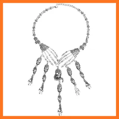 【新品】 [Aroncent] スカル ネックレス メンズ ロック系パンク系 ステンレス: 髑髏 海賊 頭蓋骨 ドクロ ゴシック タッセルネックレス シルバー ゴールド ファッション アクセサリー - 彼氏へ ハロウィン バレンタインデー クリスマス プレ 0