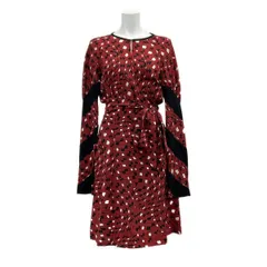 DIANE VON FURSTENBERG(DVF)(ダイアン・フォン・ファステンバーグ) ワンピース サイズ6 M レディース美品  - レッド×黒×白 カシュクール