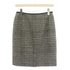エムプルミエ ブラック M-Premier BLACK タイトスカート ミニ グレンチェック ウール 38 グレー C418-023 /YM ■ECC001