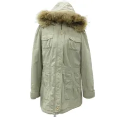 イッカ ikka モッズコート ミリタリーコート L ライトベージュ スタンドカラー フード付き 2way ファー付き ロング丈 /YS10 ■GY58