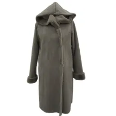 アースミュージック&エコロジー EARTH MUSIC & ECOLOGY フェイクムートンコート F ブラウンベージュ フード付き ロング丈 /YS5 ■GY58