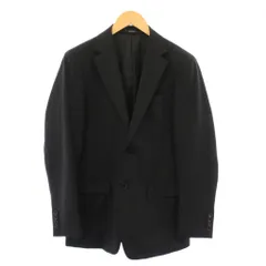 コムサイズム COMME CA ISM テーラードジャケット ウール M 黒 ブラック シングル 総裏地 ストライプ柄 /BB ■ECC001