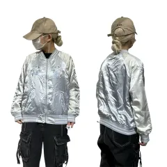 日本 ヴィンテージ 白 ライトブルー スタジャン 刺繍 クロップド ジャケット