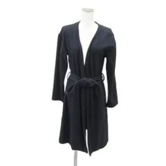 ピッチン PICCIN コート コーディガン ロング丈 前開き ヘリンボーン柄 38 M 紺 リボンベルト付き /SY38 ■GY59