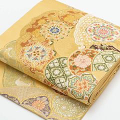 新品】絽 名古屋帯 夏物 唐織 銀糸織り 花唐草文 オフホワイト 西陣織
