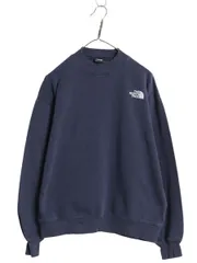 【お得なクーポン配布中!】 ノースフェイス ワンポイント ロゴ 刺繍 スウェット メンズ S / 古着 トレーナー アウトドア スエット モックネック 裏起毛 薄手 ネイビー