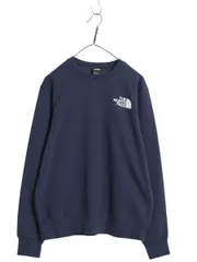 【お得なクーポン配布中!】 ノースフェイス プリント スウェット メンズ レディース M 古着 アウトドア トレーナー ワンポイント クルーネック 裏起毛 薄手 ネイビー