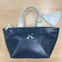 Kitamura　キタムラ　レザーハンドバッグ　ネイビー　白