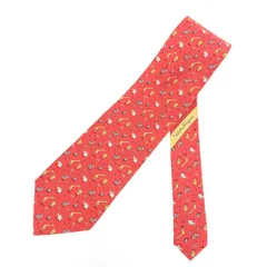 Salvatore Ferragamo サルヴァトーレフェラガモ ネクタイ  アニマル柄   シルク100％ コーラル メンズ / 240001191374