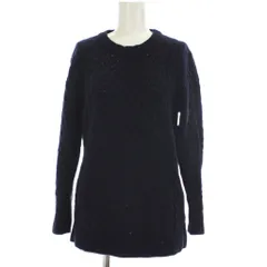 ミッシェルクラン MICHEL KLEIN ニット セーター ウール 38 紺 ネイビー 編み込み模様 ラウンドネック 長袖 /GG ■GY60