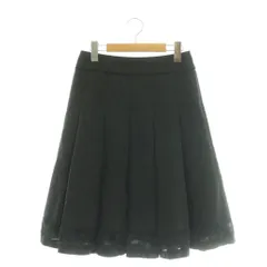 コムサデモード COMME CA DU MODE ボックスプリーツスカート ひざ丈 ストライプ 9 ブラック /DF ■GY60