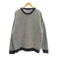 ビームスハート BEAMS HEART ニット セーター 長袖 総柄 M 紺 ネイビー 白 ホワイト 42-15-0049-639 /YM ■GY60