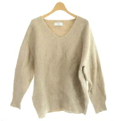 アズールバイマウジー AZUL by moussy ニット セーター M ベージュ Vネック 長袖 リブニット /DU ■GY58