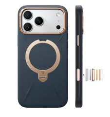 TORRAS iPhone 17 Pro 用 ケース【新感覚レザー・スキンタッチ】Ostand Q3 レザートーン MagSafe対応 リング スタンド 360°定点回転 縦横両対応 マグネット搭載 革 カメラコントロールボタン 米軍規格