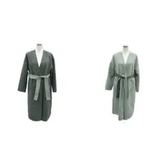 ナノユニバース nano universe ガウンコート ノーカラーコート ロング丈 リバーシブル  F 黒 ブラック グレー リボンベルト付き /HO10 ■GY61