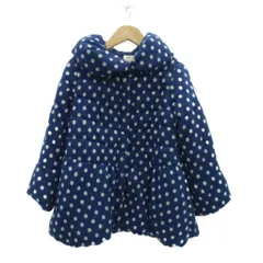 メゾピアノ mezzo piano 中綿ジャケット ミドル丈 140 ネイビー 紺 ドット柄 水玉 ボリュームカラー /HO12 ■GY61 女の子
