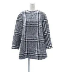 ロペピクニック ROPE Picnic ノーカラーコート ミドル丈 グレンチェック柄 36 S 黒 ブラック 白 ホワイト /SY1 ■GY59のサムネイル
